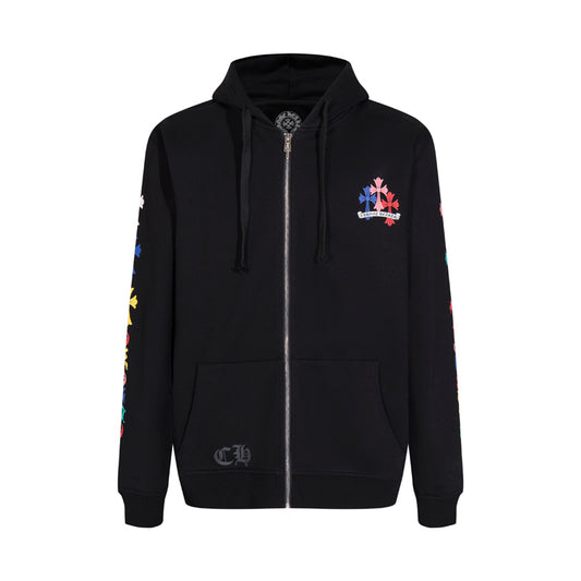 Chrome Hearts Multi-Color Cemetery Cross Logo Zip Up Hoodie 5015