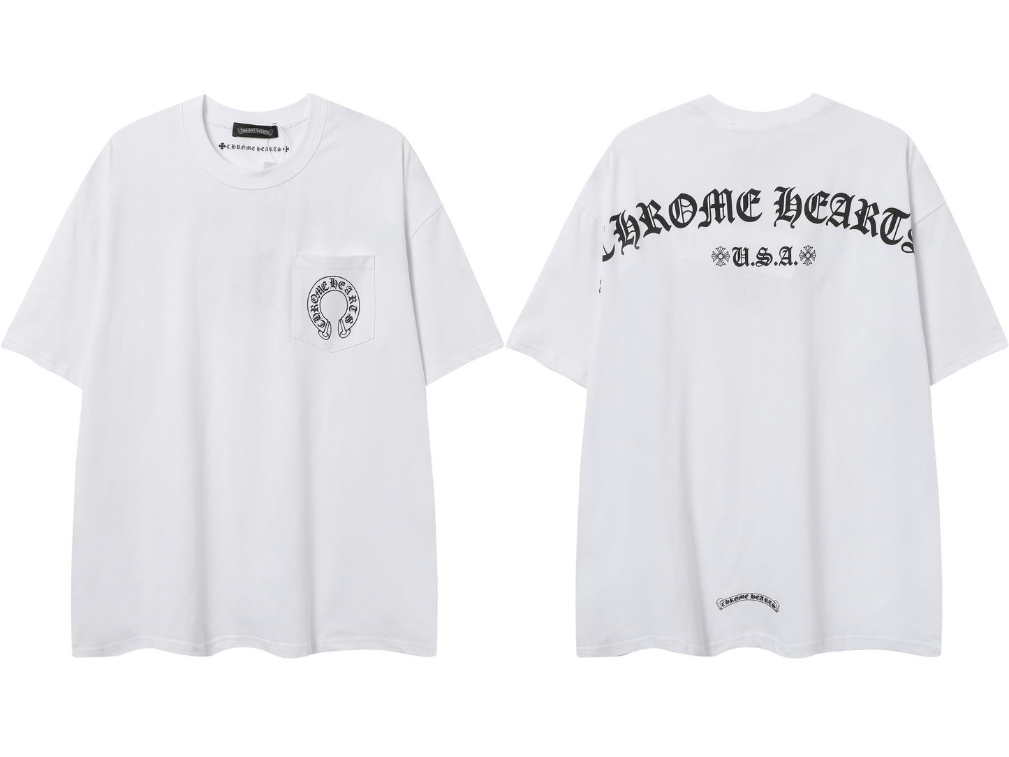 Chrome Hearts Cross & Horseshoe Print Round Neck T-Shirt 2270