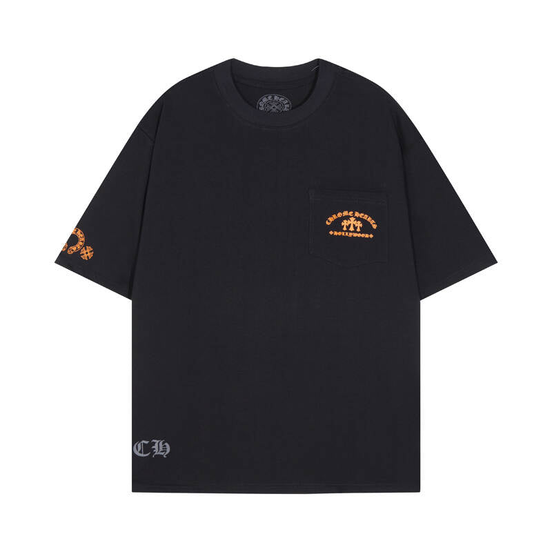 Chrome Hearts Orange Three-Cross Slogan Short Sleeve Tshirt 6129