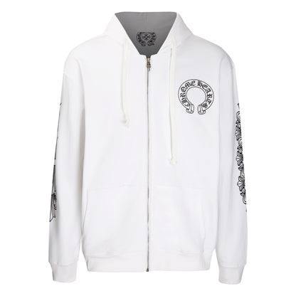 Chrome Hearts Horseshoe Floral Sleeve Zip Up Hoodie 5001