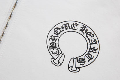 Chrome Hearts Horseshoe Floral Sleeve Zip Up Hoodie 5001