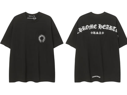 Chrome Hearts Cross & Horseshoe Print Round Neck T-Shirt 2270