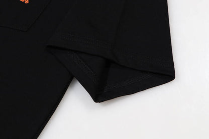 Chrome Hearts Orange Three-Cross Slogan Short Sleeve Tshirt 6129