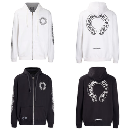 Chrome Hearts Horseshoe Floral Sleeve Zip Up Hoodie 5001