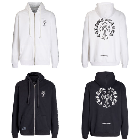 Chrome Hearts Letter Printed Long Cross Flower Arm Zipper Sweatshirt 5007