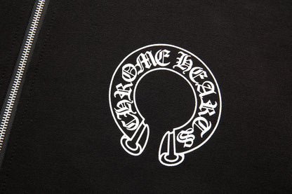 Chrome Hearts Horseshoe Floral Sleeve Zip Up Hoodie 5001