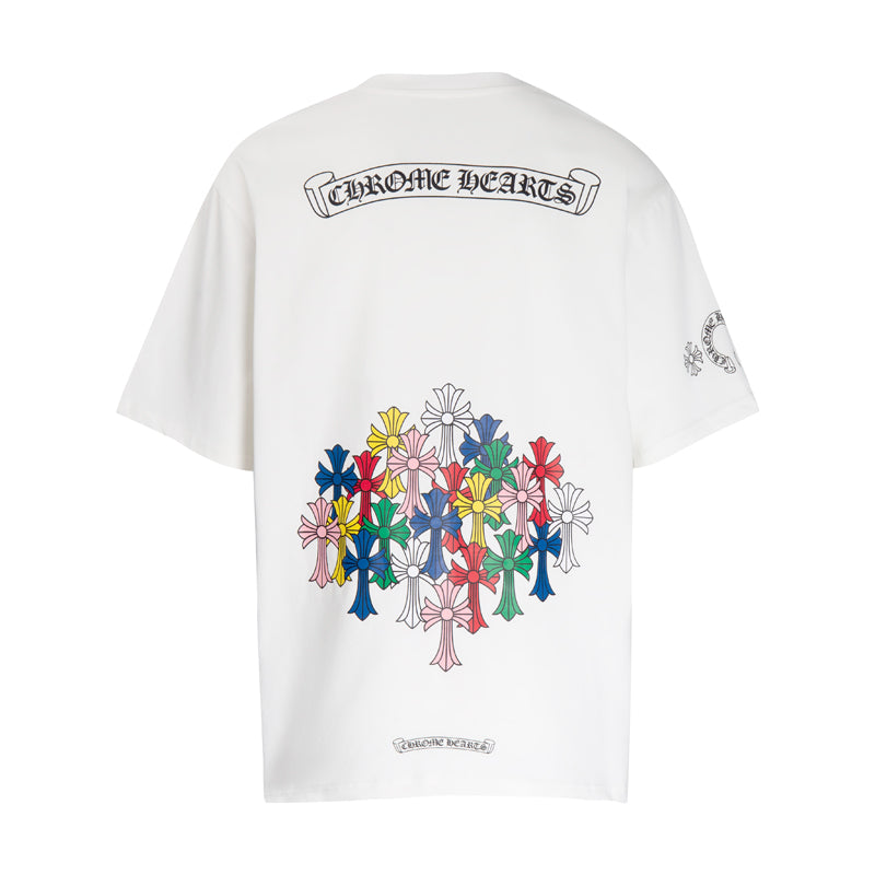 Chrome Hearts Multi-Color Cemetery Cross Short Sleeve T-shirt 6052