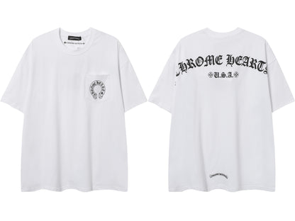 Chrome Hearts Cross & Horseshoe Print Round Neck T-Shirt 2270
