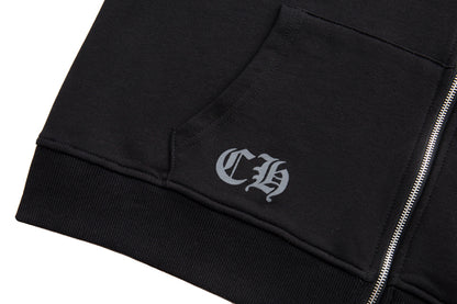 Chrome Hearts Horseshoe Floral Sleeve Zip Up Hoodie 5001