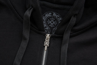 Chrome Hearts Horseshoe Floral Sleeve Zip Up Hoodie 5001