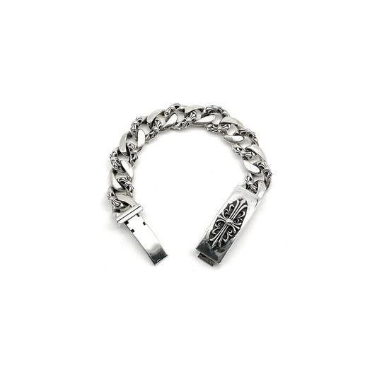 Chrome Hearts Silver Cross Link Cuban Bracelet
