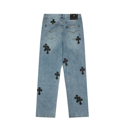 Chrome Hearts Levi's 905 Black Cross Patch Light Blue Jeans